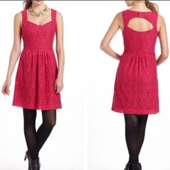 Anthropologie Deletta Lace Dress Hot Pink Size S - Picture 2 of 4